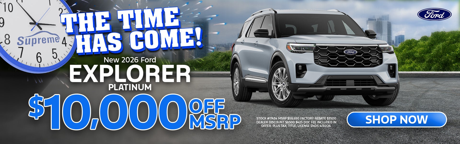 2026 Ford Explorer Platinum $10,000 Off MSRP